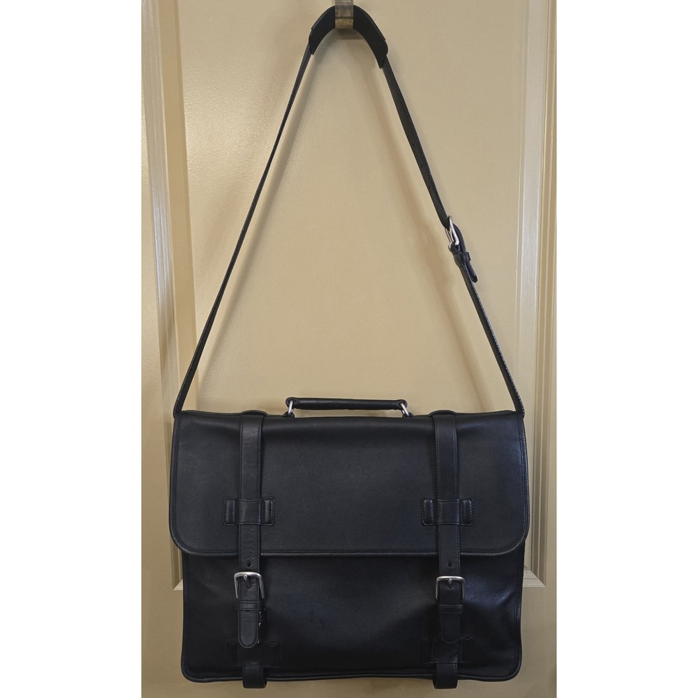 Vintage 2003 Coach Madison Briefcase Black Leather Messenger Bag 5325 Laptop